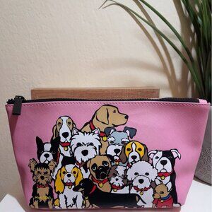 Marc Tetro Cosmetic Bag Dog Print Pink Medium Size